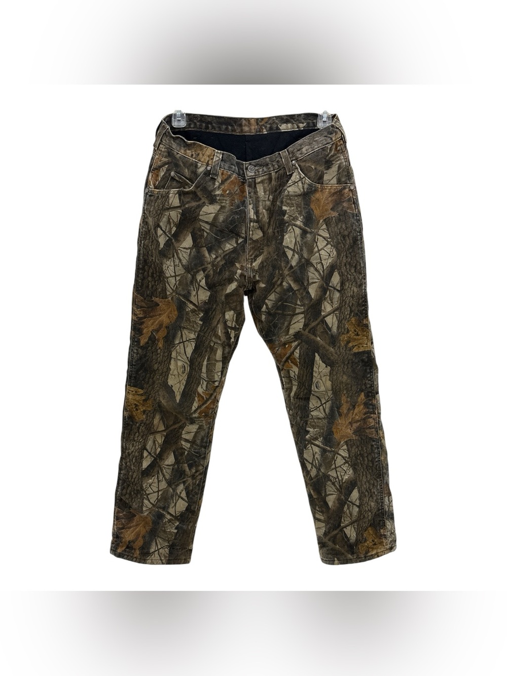 VTG Wrangler ProGear Realtree Hardwoods Camo Hunting Insulated Denim Jeans 36x32